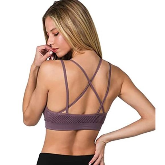 High Neck Mesh Overlay Sports Bra - Picture 2 of 7